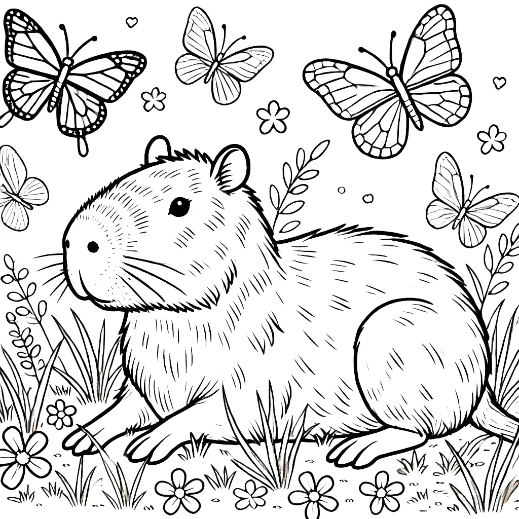 coloriage Capybara pour enfants a imprimer gratuit