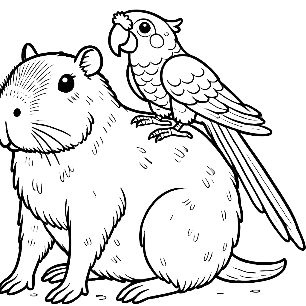 image de coloriage Capybara pour enfant