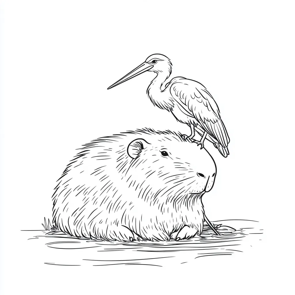 coloriage Capybara et découpage à imprimer 1