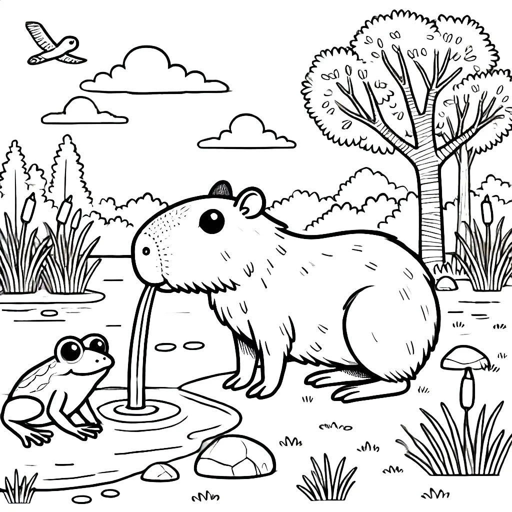 coloriage Capybara à imprimer pour enfant de 2 ans