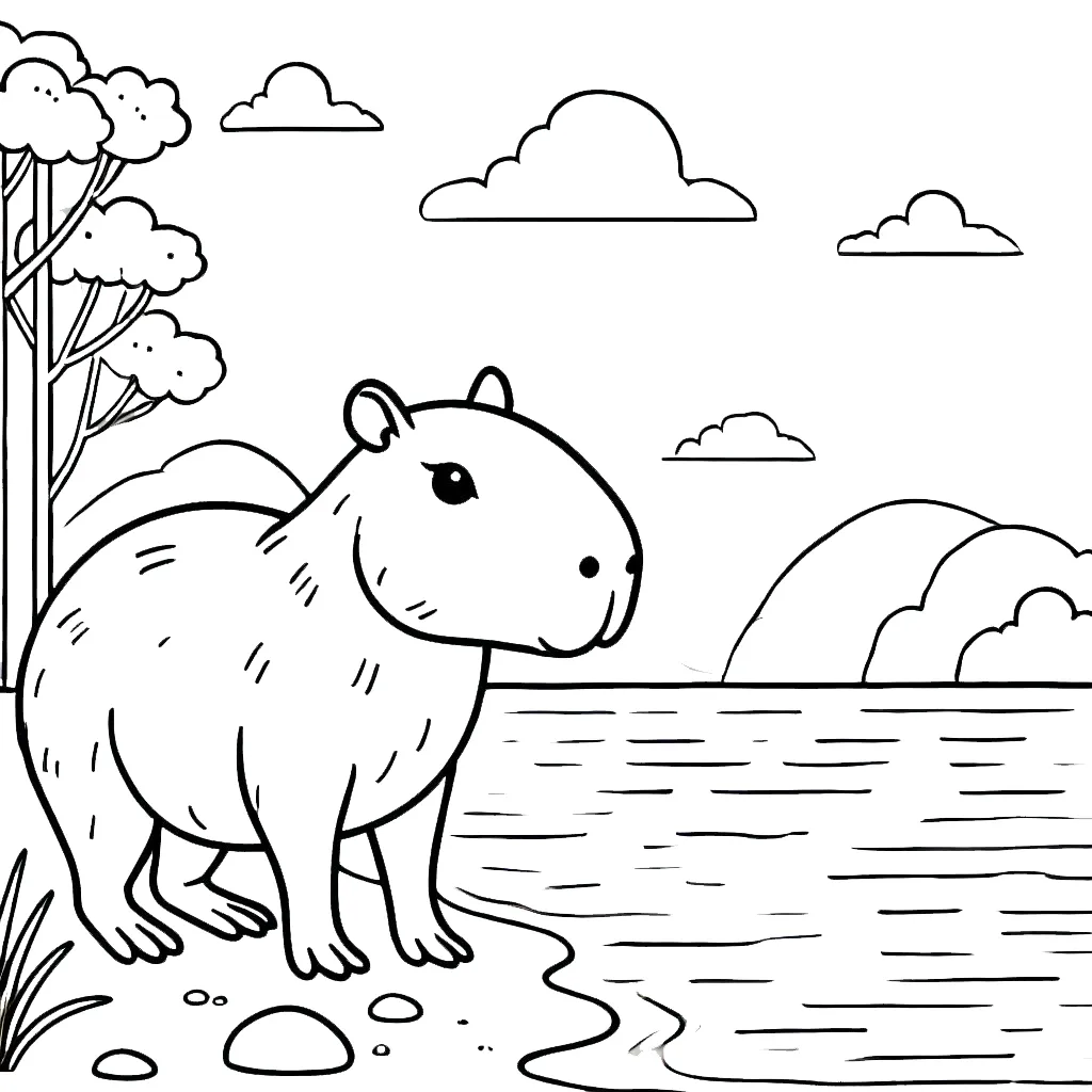 a imprimer coloriage Capybara gratuit