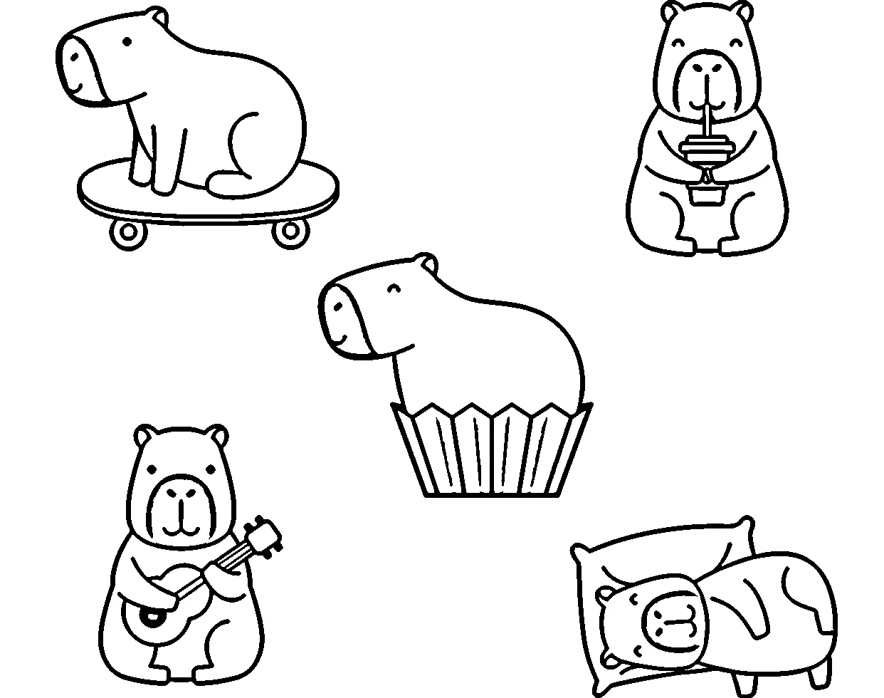 coloriage Capybara pour enfants à télécharger