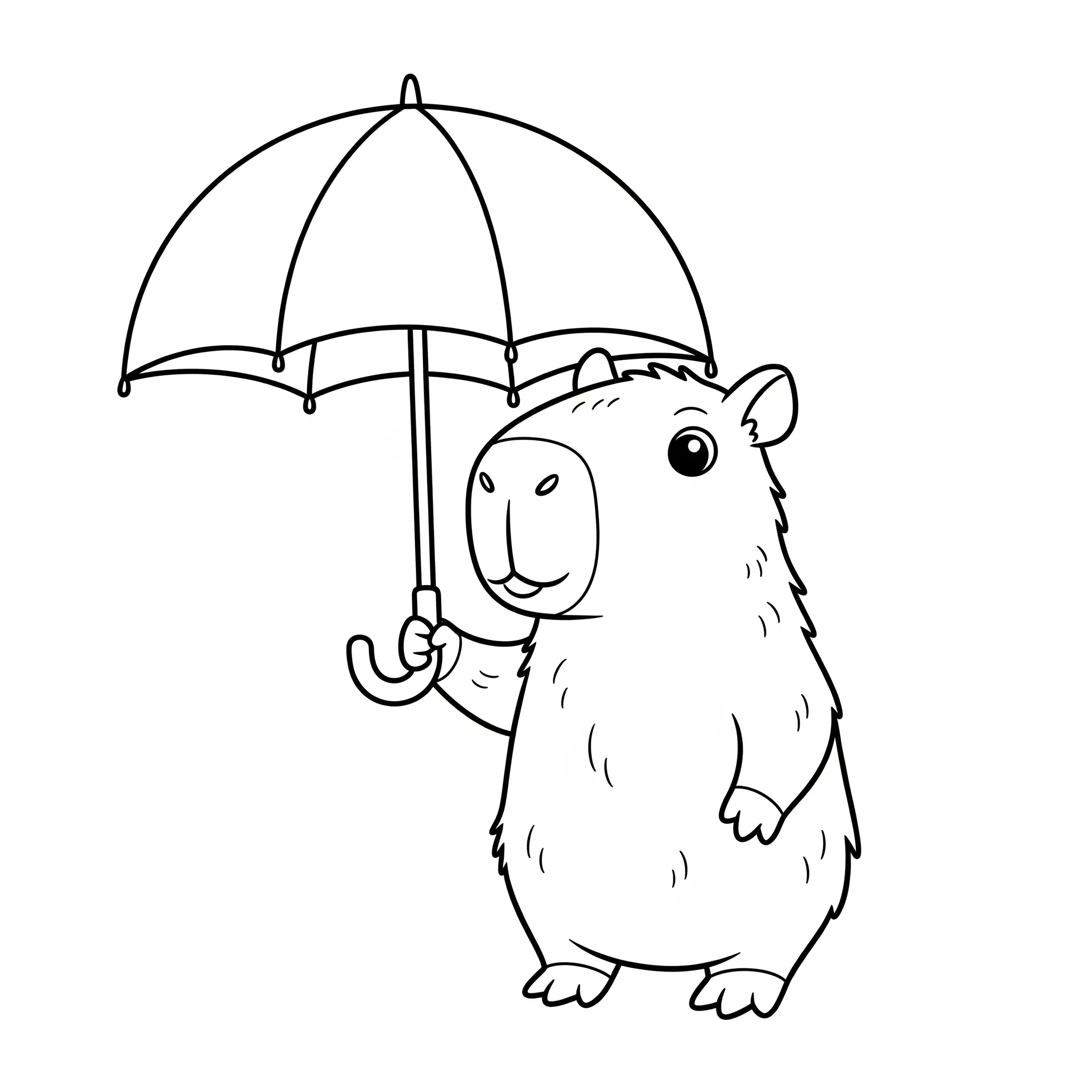 coloriage Capybara avec un parapluie à imprimer gratuitement pdf