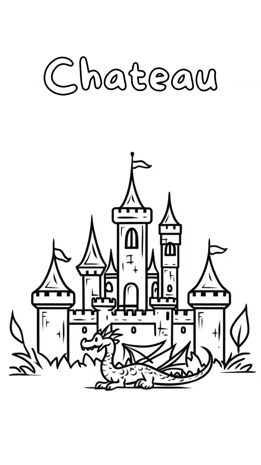 coloriage Chateau a imprimer pour enfant de 4 ans