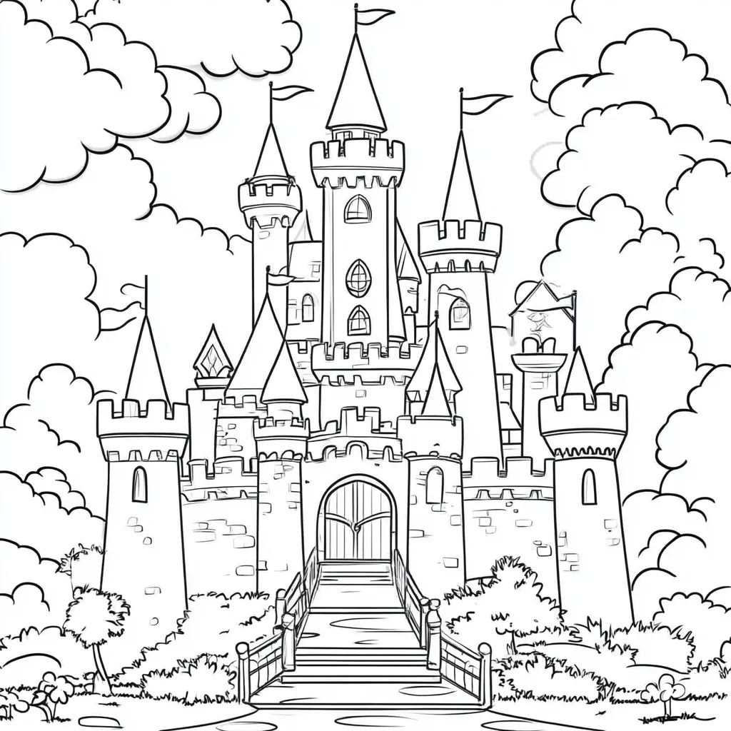 coloriage Chateau a dessiner et imprimer