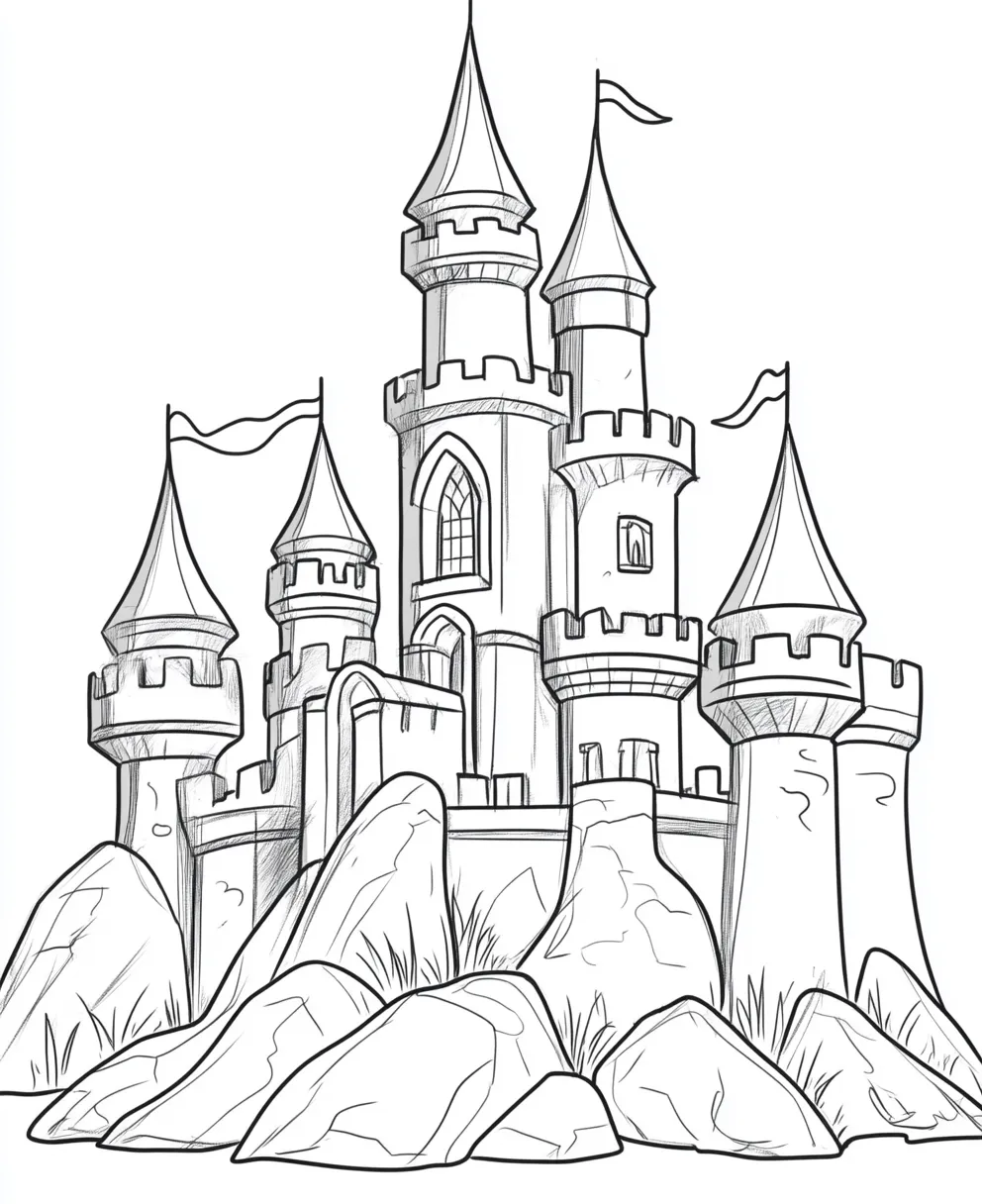 coloriage Chateau pour enfant de 6 ans