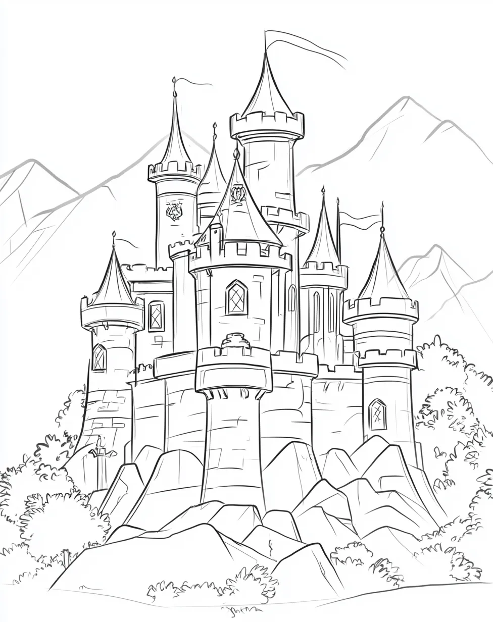 coloriage Chateau à imprimer pdf gratuit