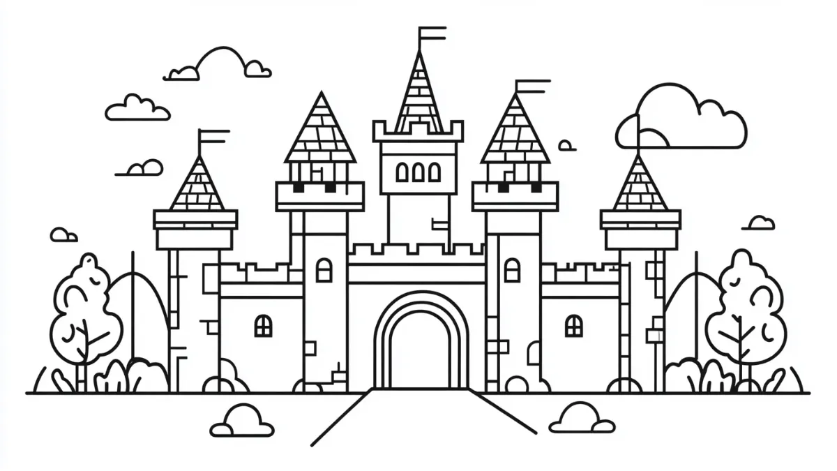 coloriage Chateau et decoupage