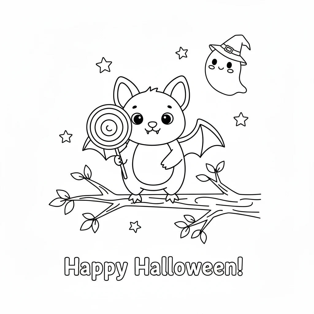 coloriage Chauve Souris Halloween à imprimer pour enfant de 4 ans