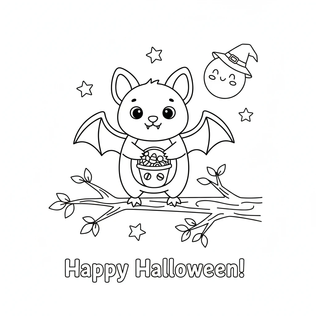 télécharger coloriage Chauve Souris Halloween gratuit