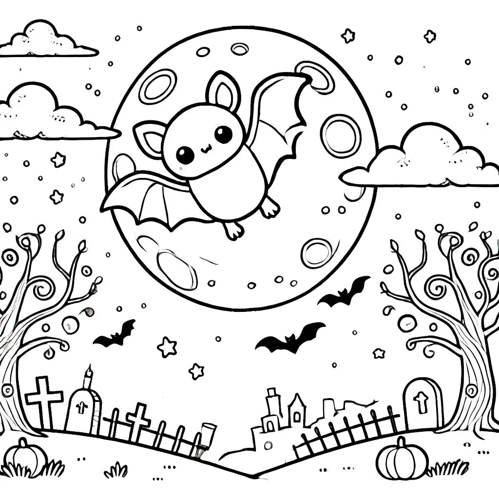 coloriage Chauve Souris Halloween à imprimer pour enfant de 10 ans