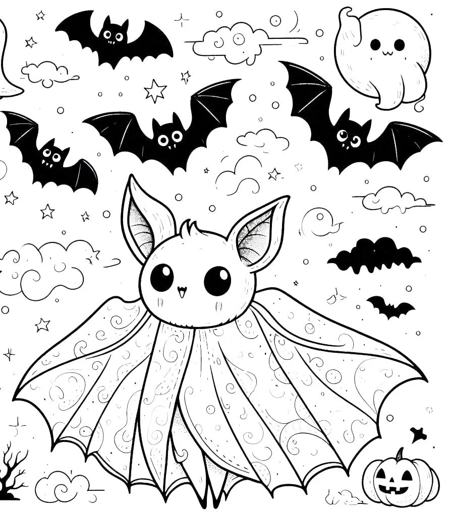 coloriage Chauve Souris Halloween à imprimer pdf gratuit