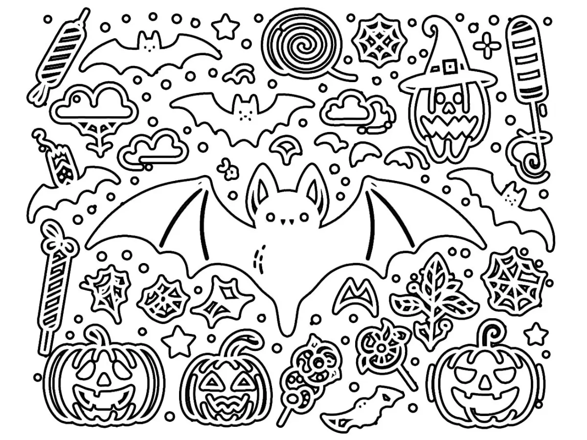 coloriage Chauve Souris Halloween à imprimer pour enfant de 8 ans