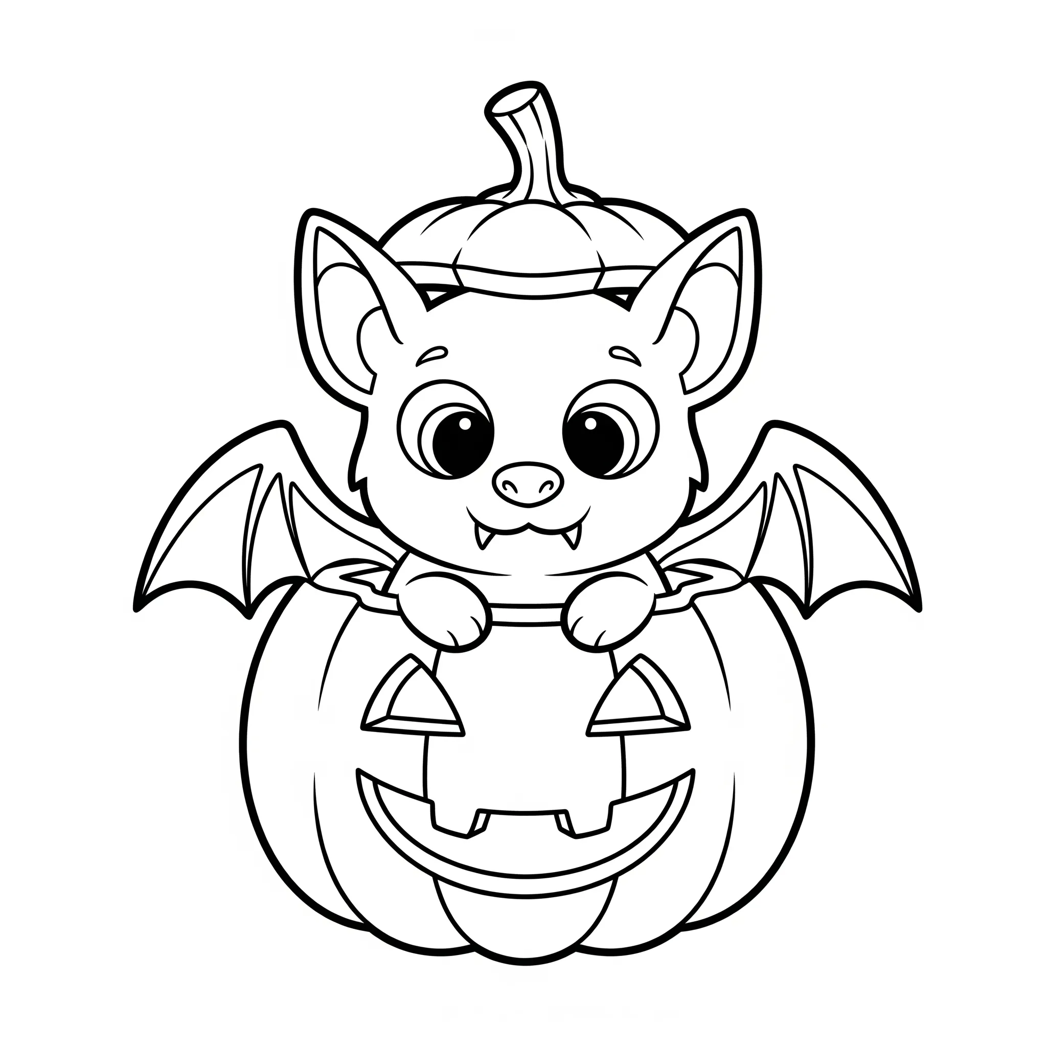 coloriage Chauve souris dans une citrouille à imprimer pour enfants