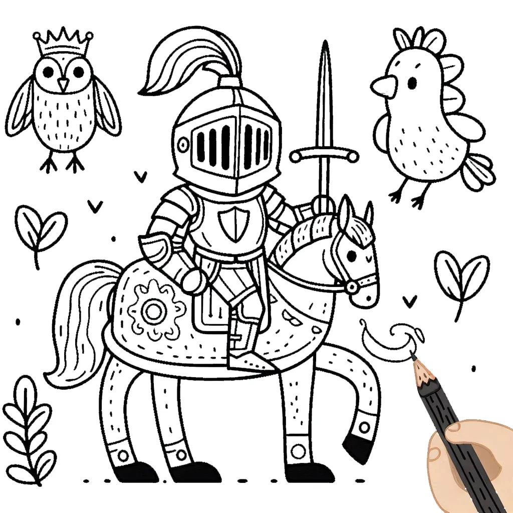 coloriage Chevalier a imprimer pour enfant de 4 ans 1