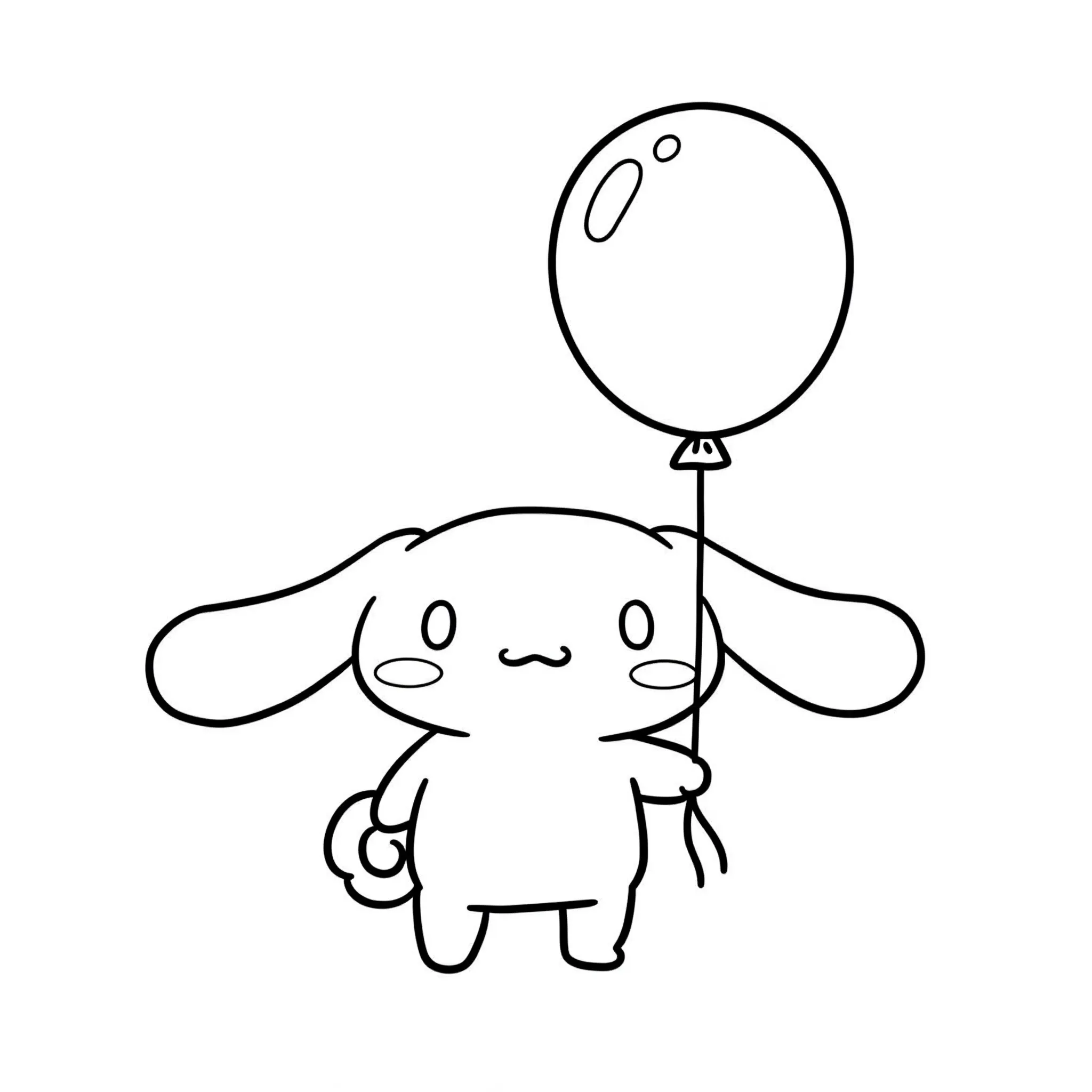 coloriage Cinnamoroll avec un ballon et découpage à imprimer