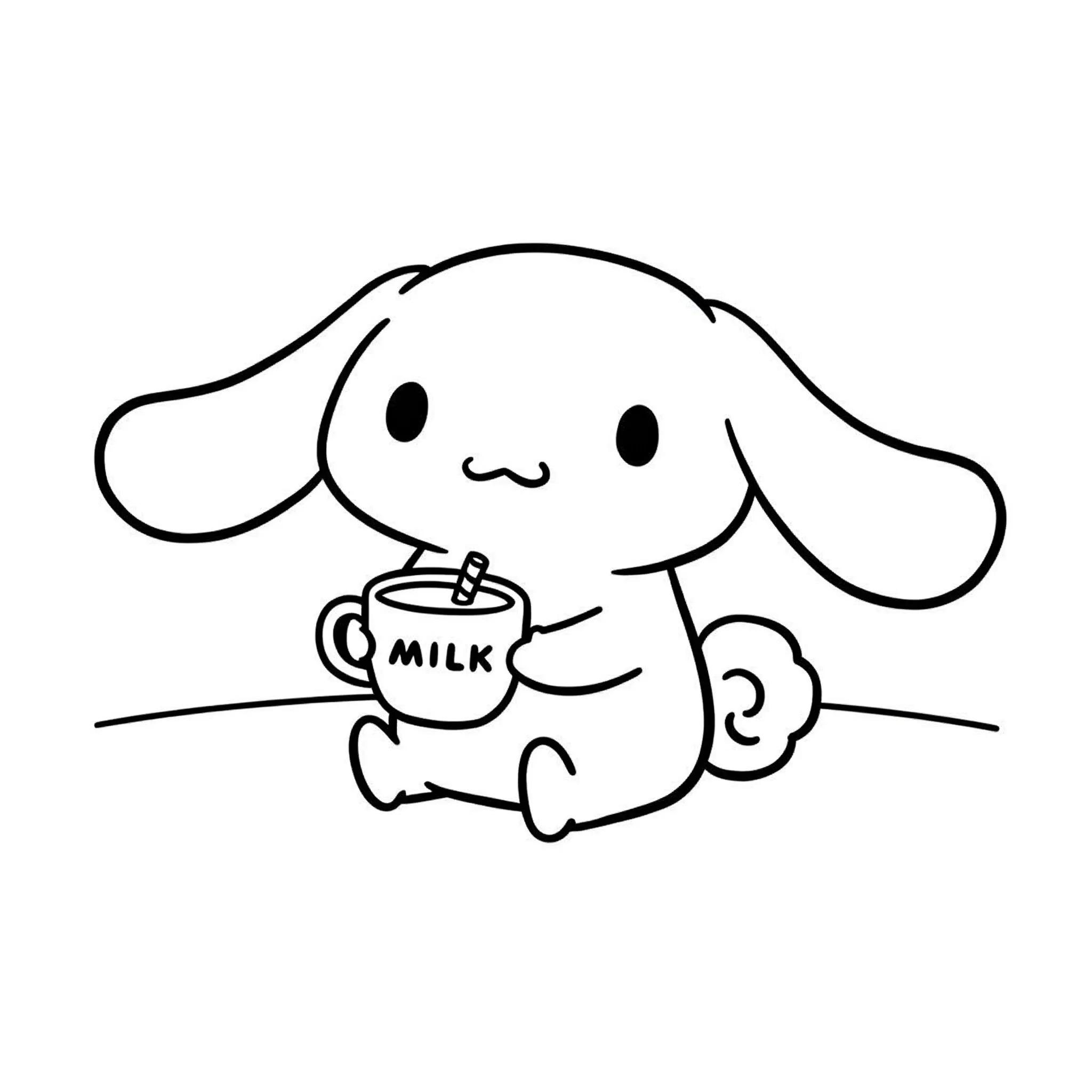 coloriage Cinnamoroll et une tasse de lait a dessiner et imprimer
