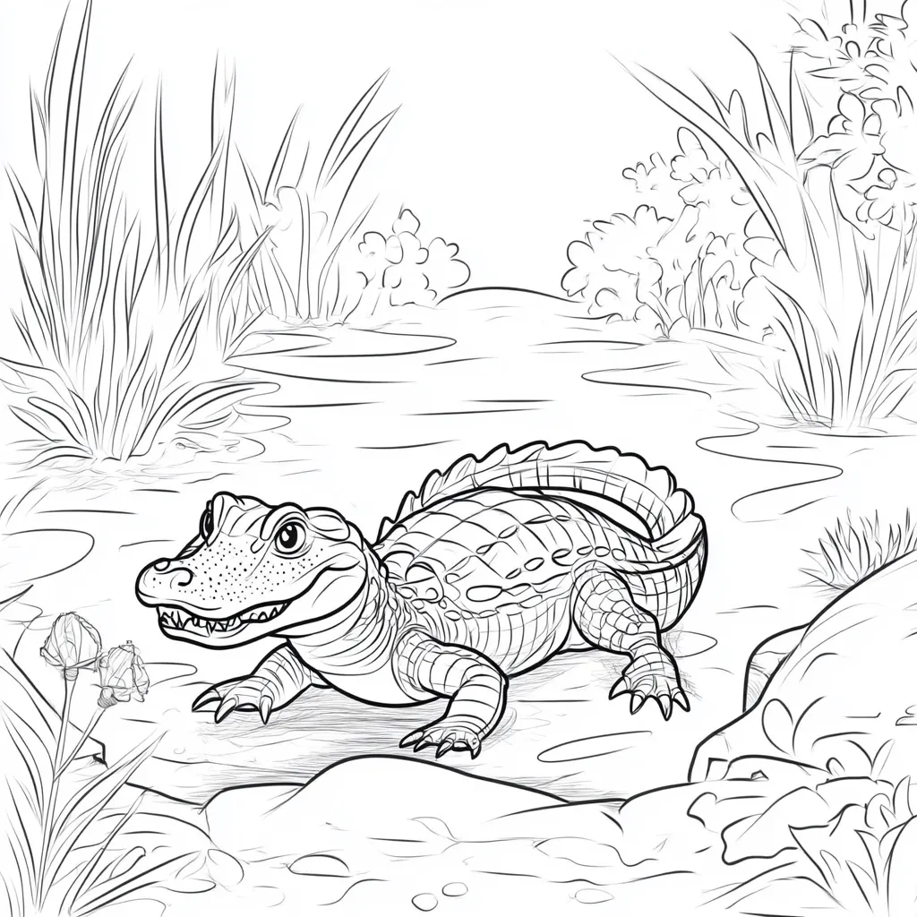 coloriage Crocodile pour enfants à télécharger 1