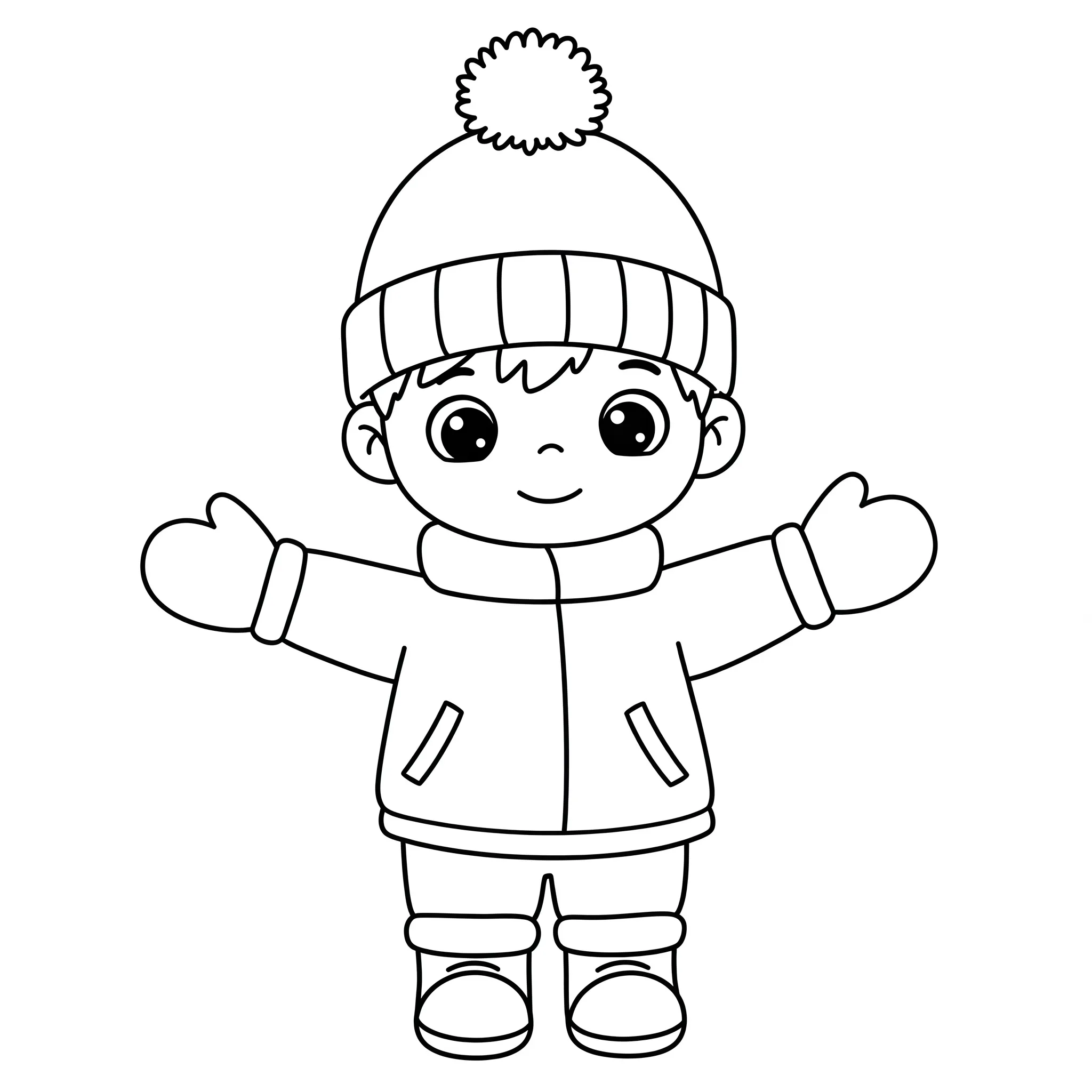 coloriage Des moufles et un bonnet à imprimer pour enfant de 4 ans
