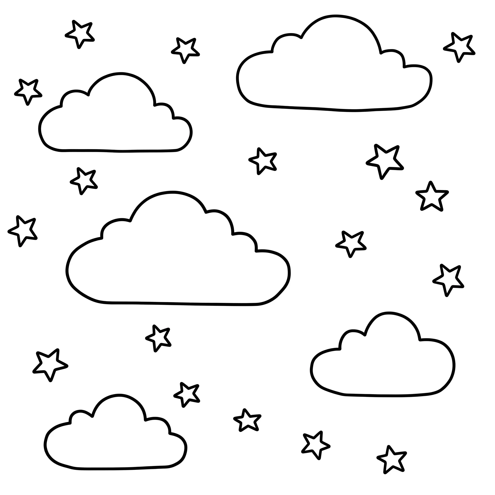 coloriage Des nuages et des étoiles de pour enfants