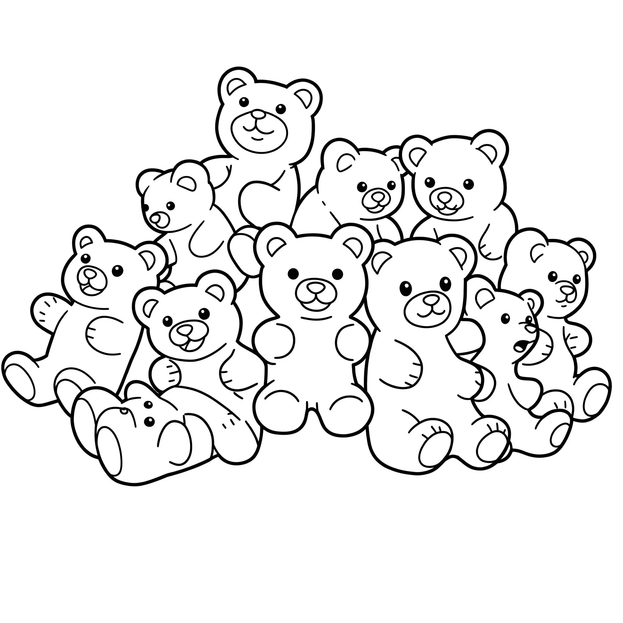 coloriage Des oursons en gélatine pour bebe a imprimer