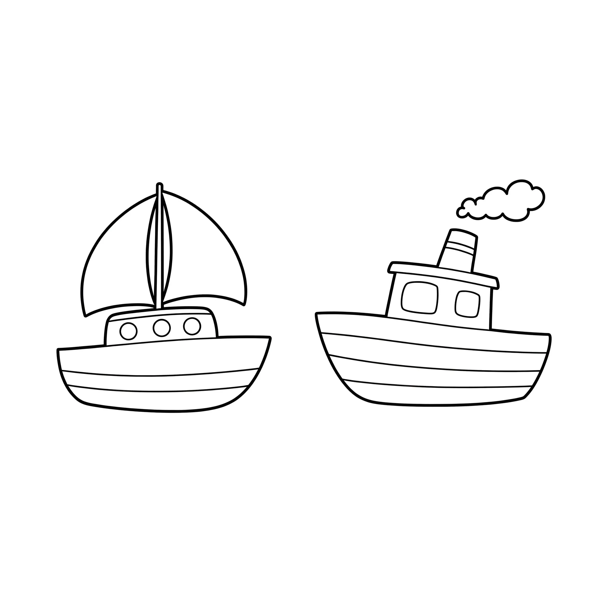 coloriage Deux Bateaux Simples gratuit pour enfants