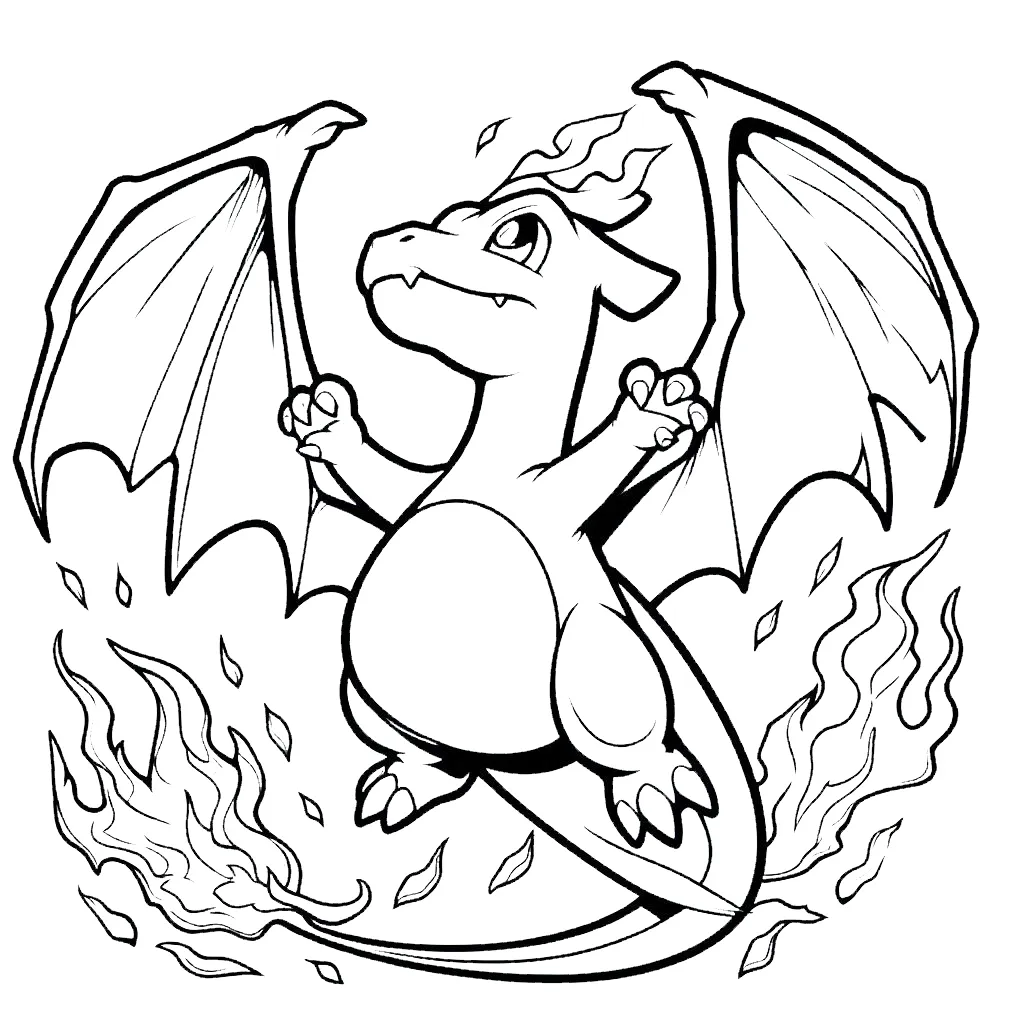 image pour coloriage Dracaufeu enfant