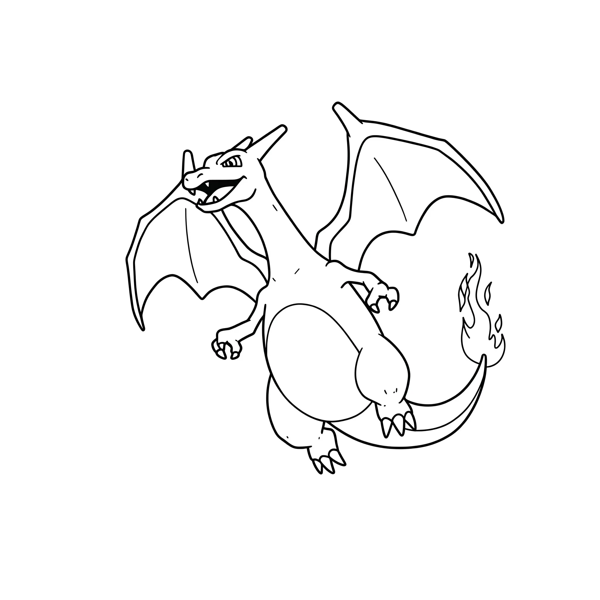 image de coloriage Dracaufeu dans le vol pour enfant