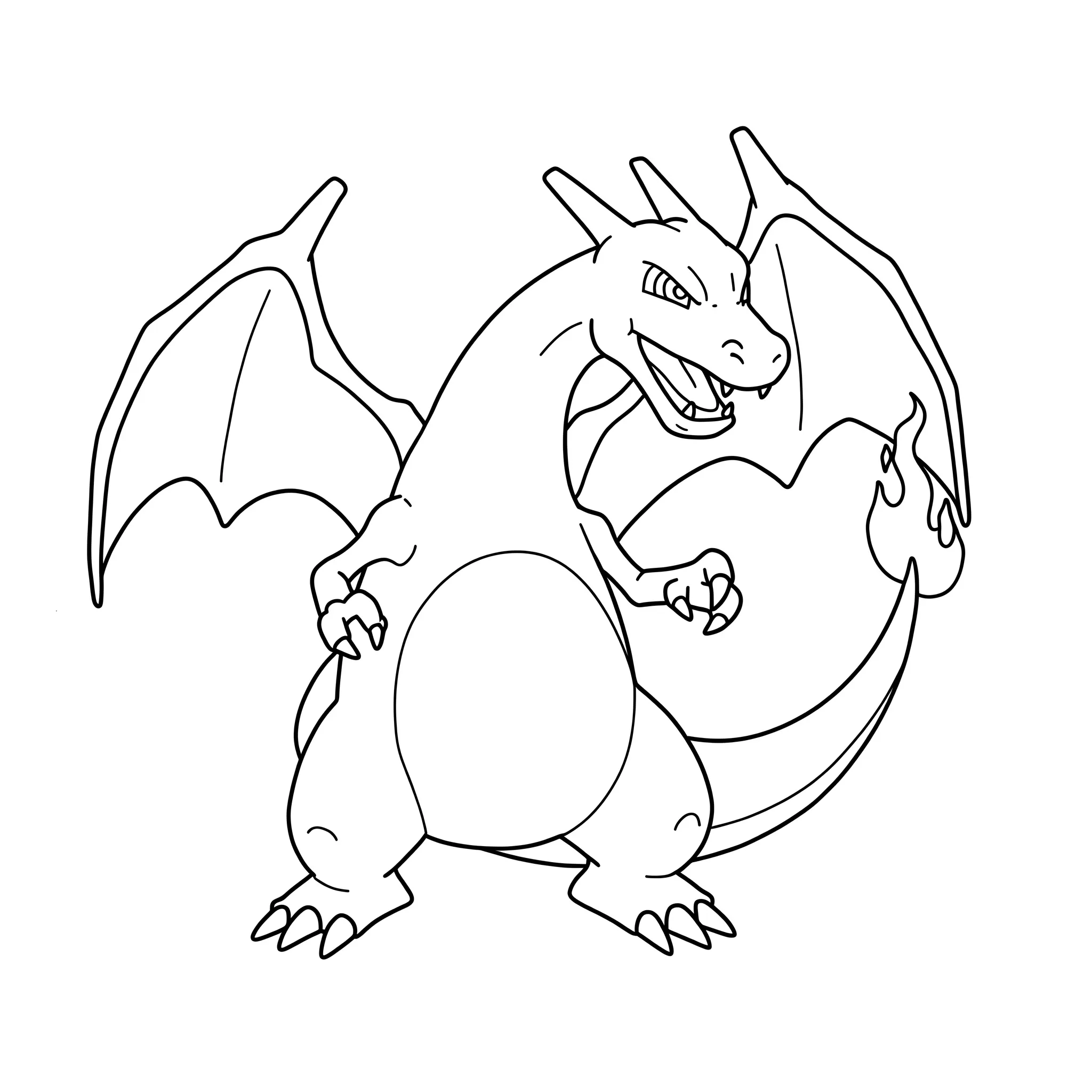 coloriage Dracaufeu simple à imprimer pour enfant de 4 ans