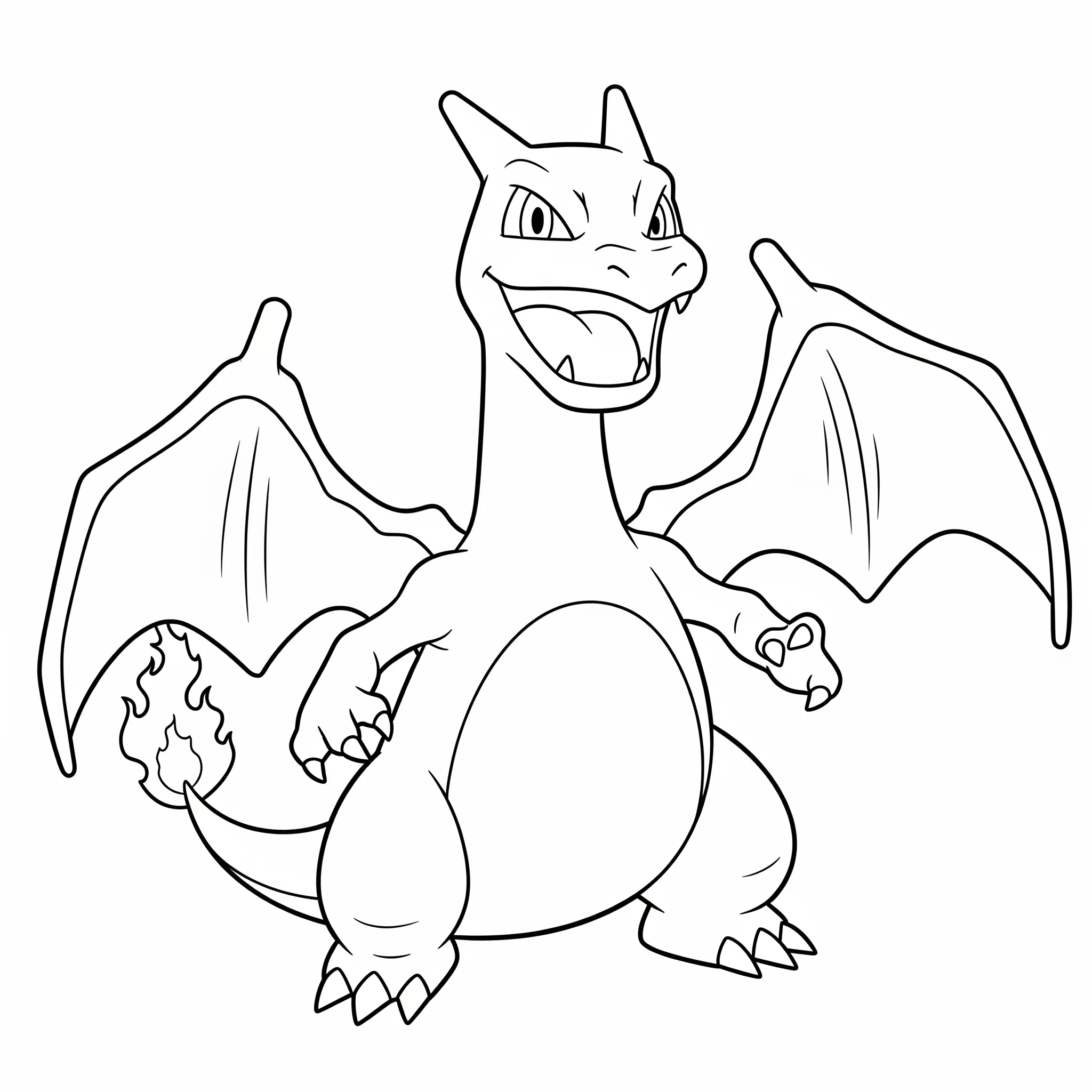 coloriage Dracaufeu souriant a dessiner en ligne