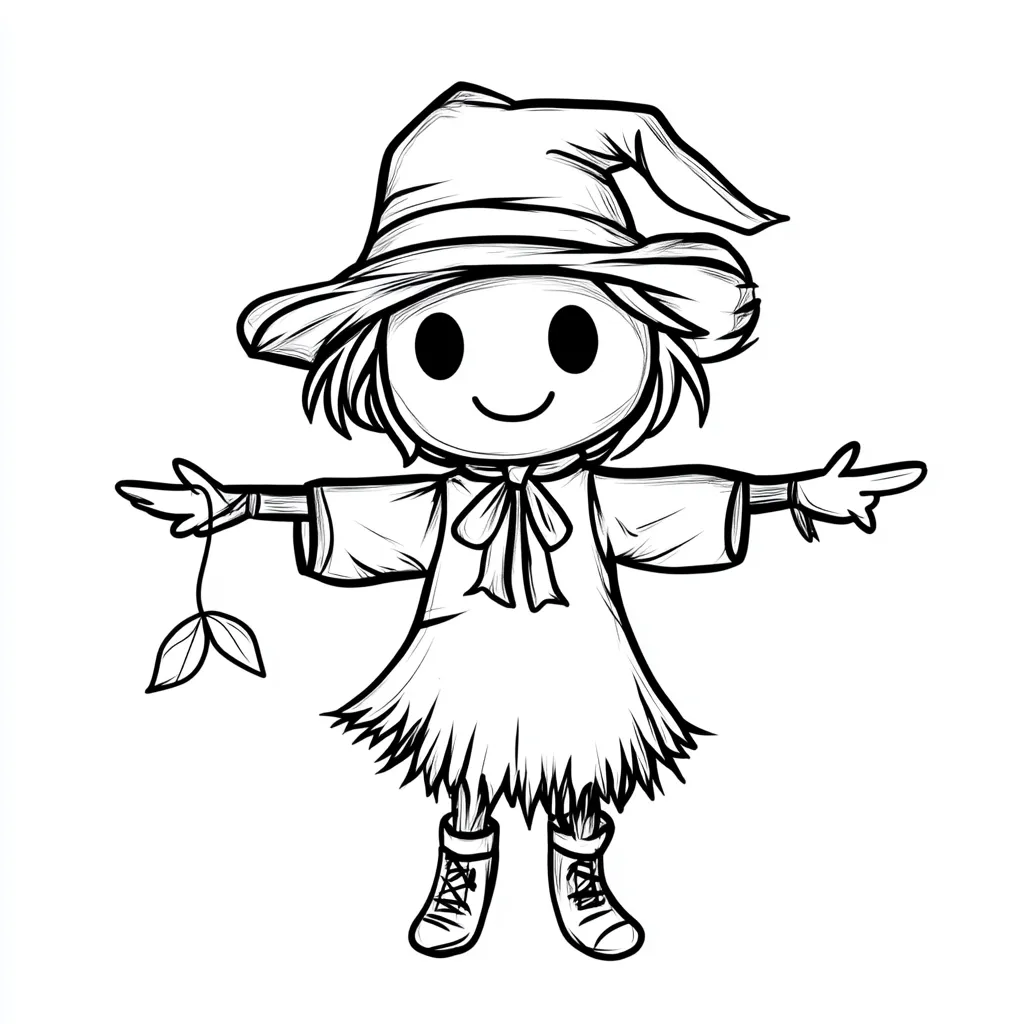 image de coloriage Épouvantail pour enfant 2