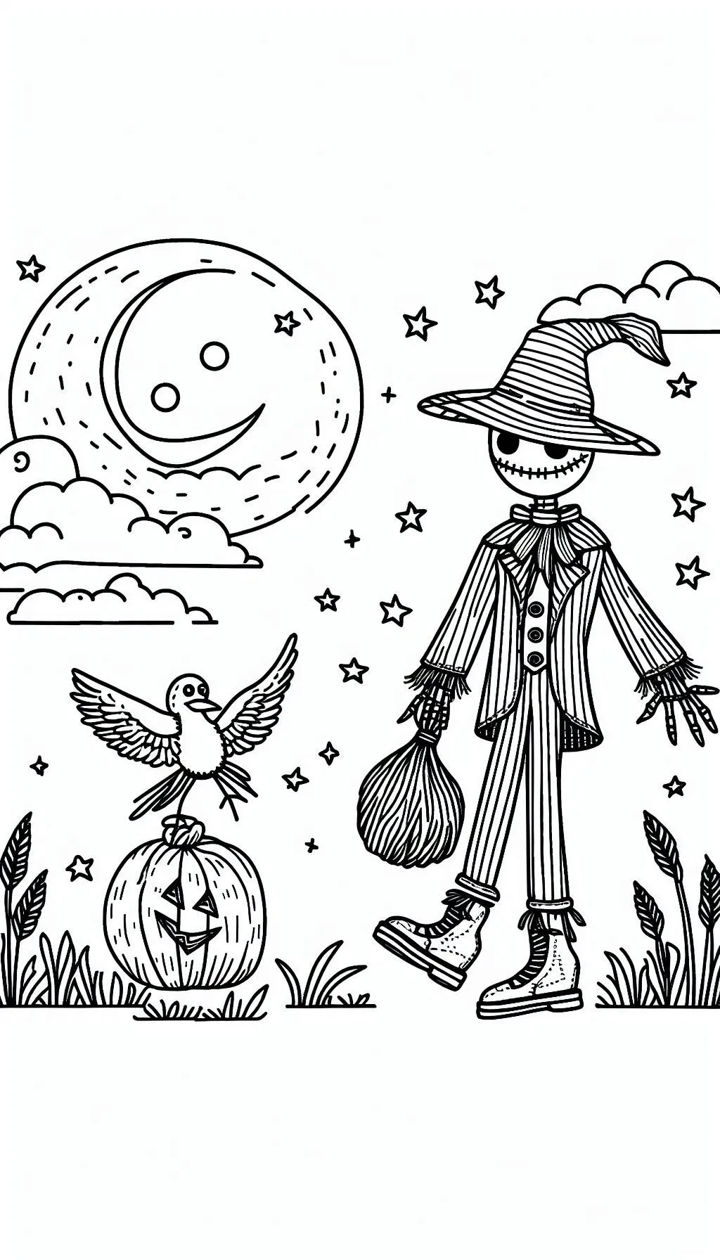 coloriage Épouvantail pour enfant gratuit