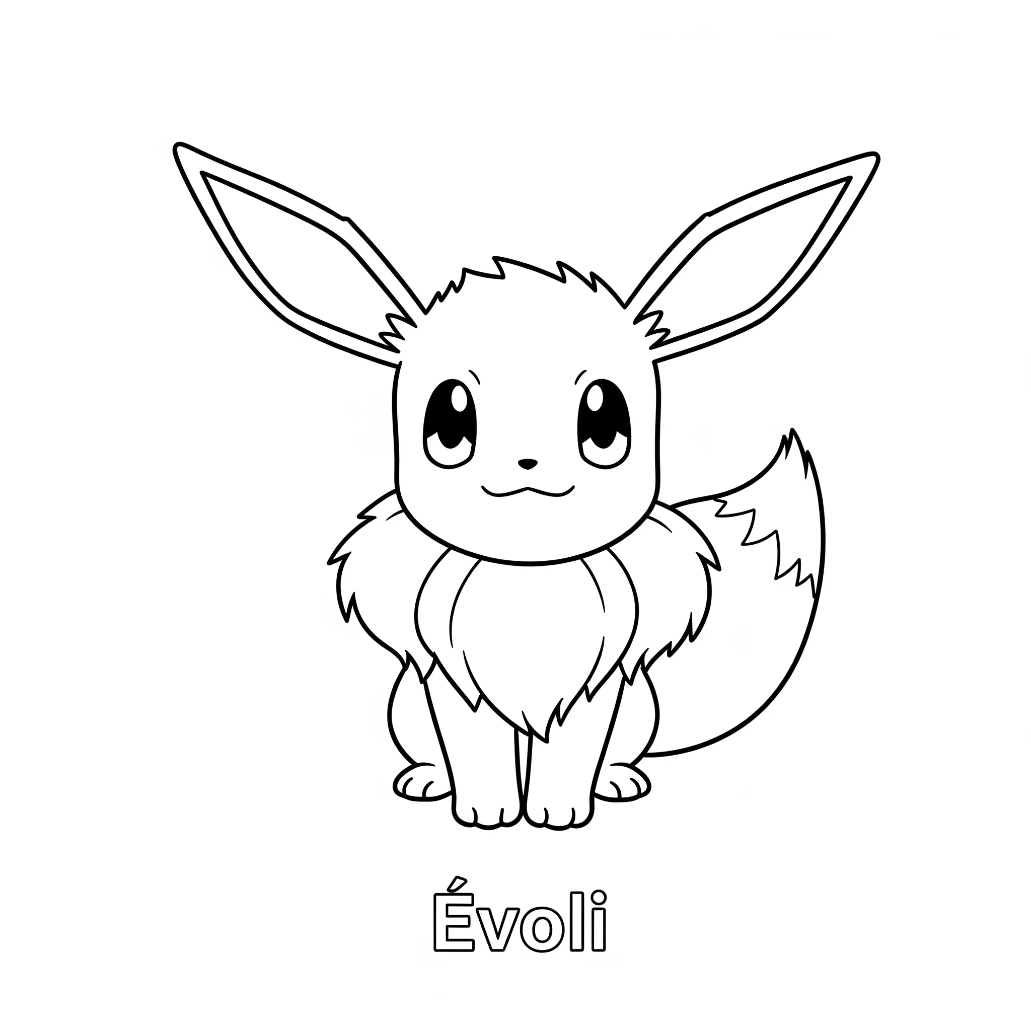 coloriage Évoli avec son nom pour enfant de 3 ans