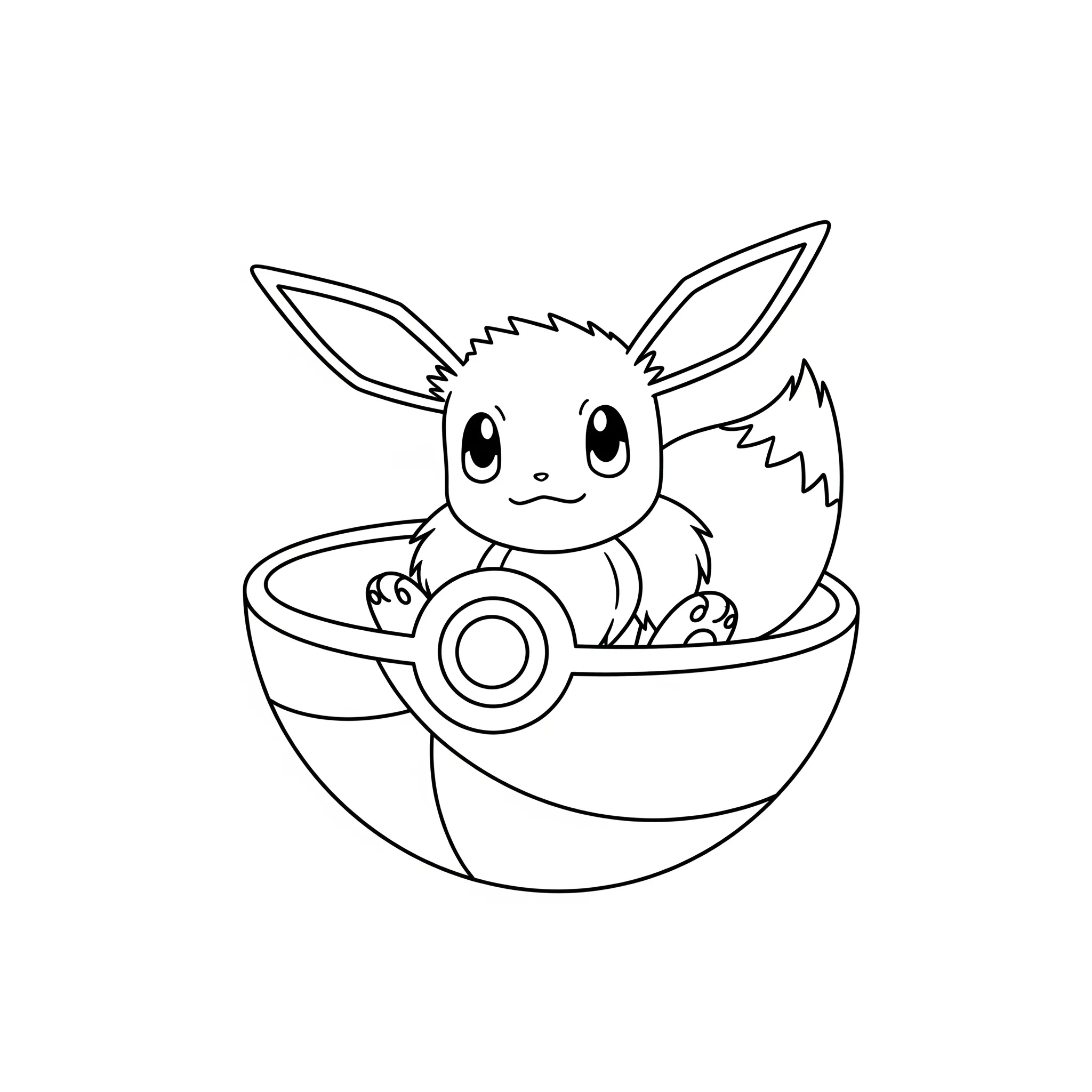 imprimer coloriage Évoli dans une Poké Ball gratuit
