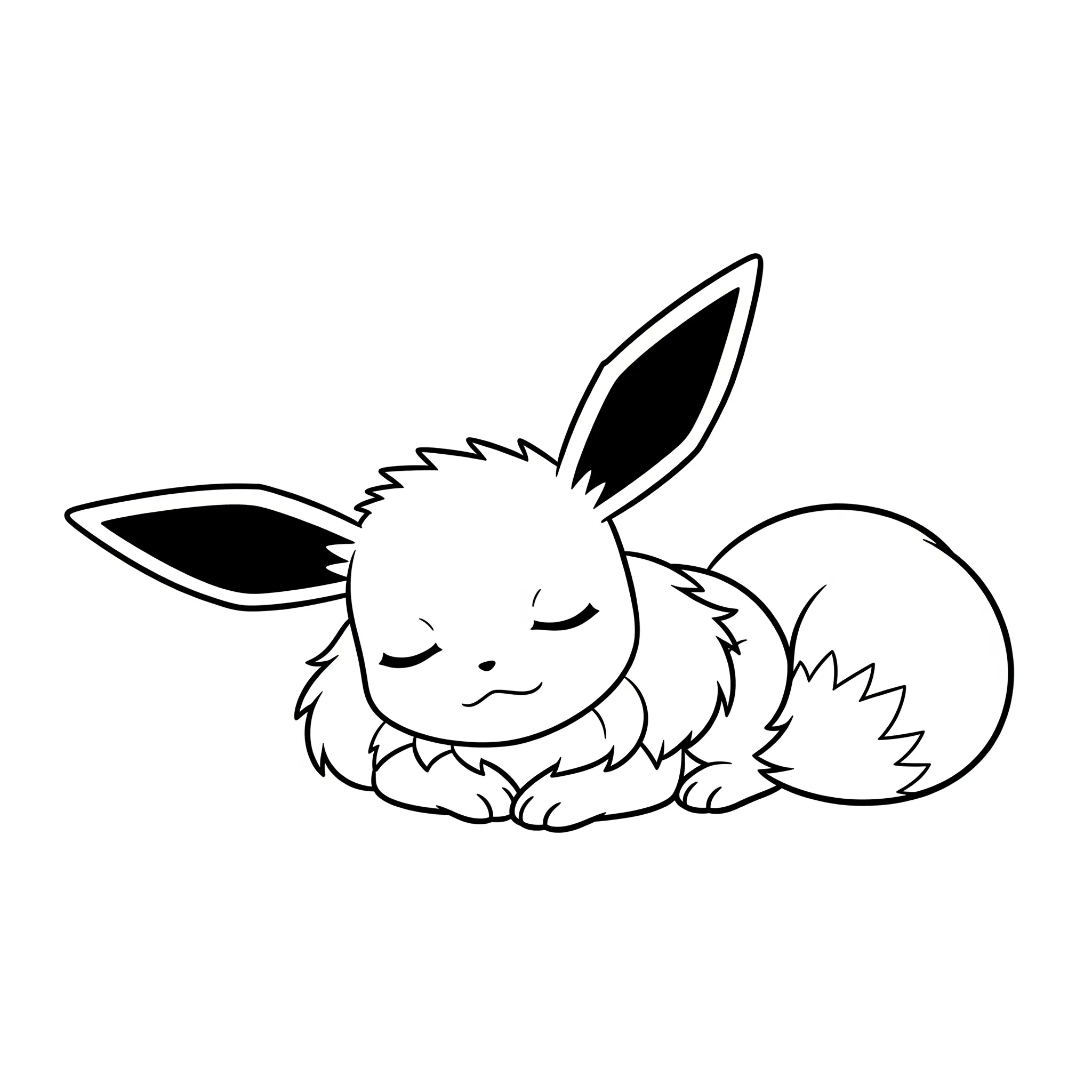 coloriage Évoli qui dort à imprimer pour enfant de 6 ans