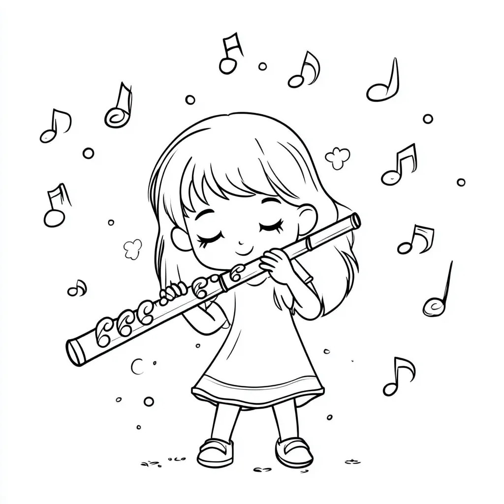 coloriage Flute pour enfant de 8 ans