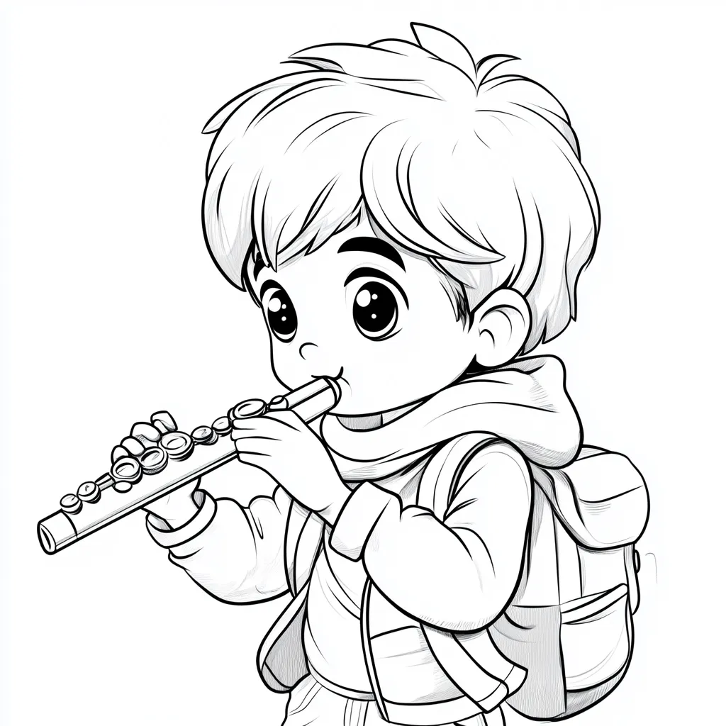 coloriage Flute à imprimer pour enfant de 9 ans 2