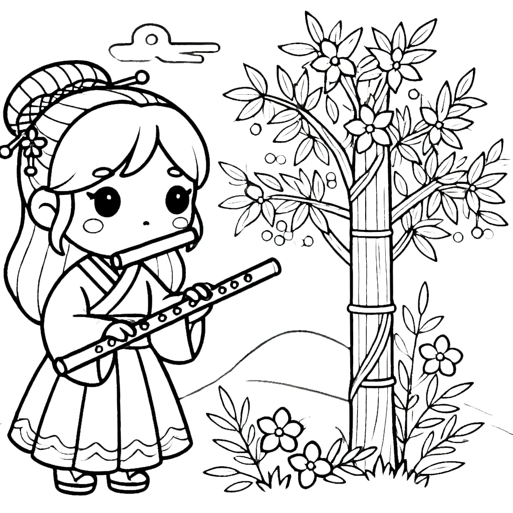 coloriage Flute à imprimer pour enfant de 7 ans 1