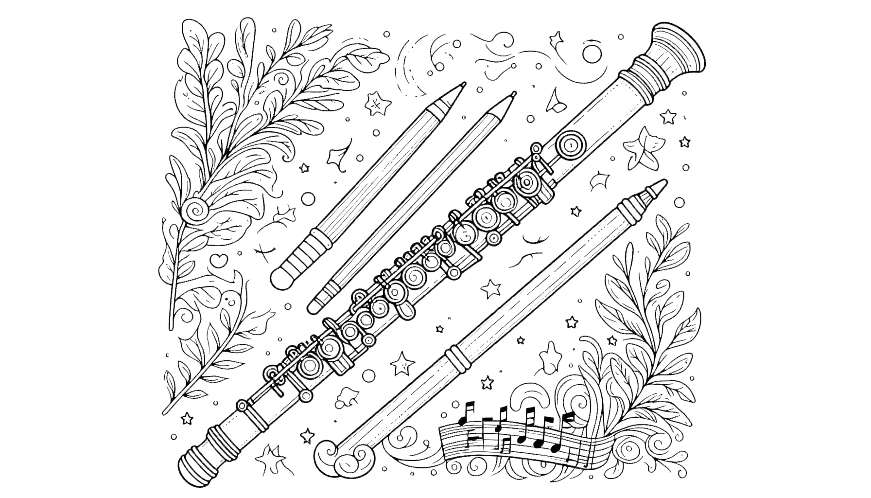 coloriage Flute à imprimer pour enfant de 9 ans