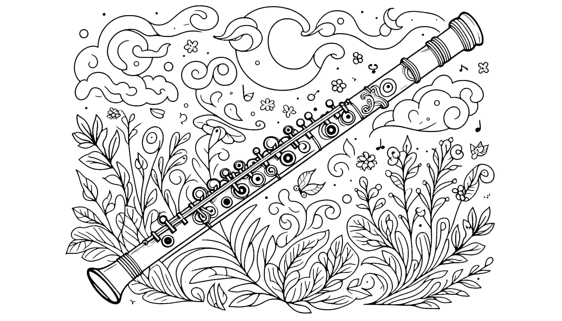 coloriage Flute à imprimer pour enfant de 6 ans