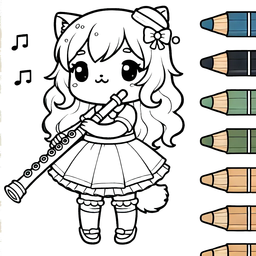 coloriage Flute pour enfant de 5 ans