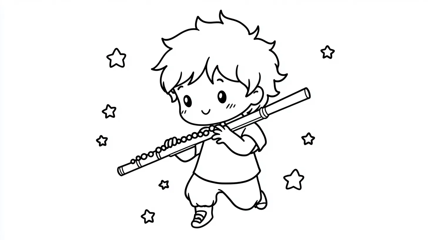 coloriage Flute à imprimer pour enfant de 7 ans