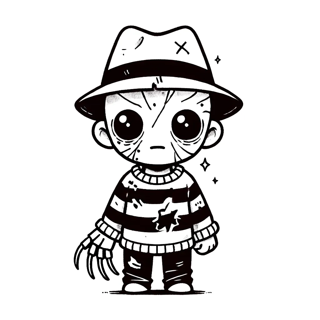 coloriage Freddy Krueger à imprimer pour enfant de 4 ans