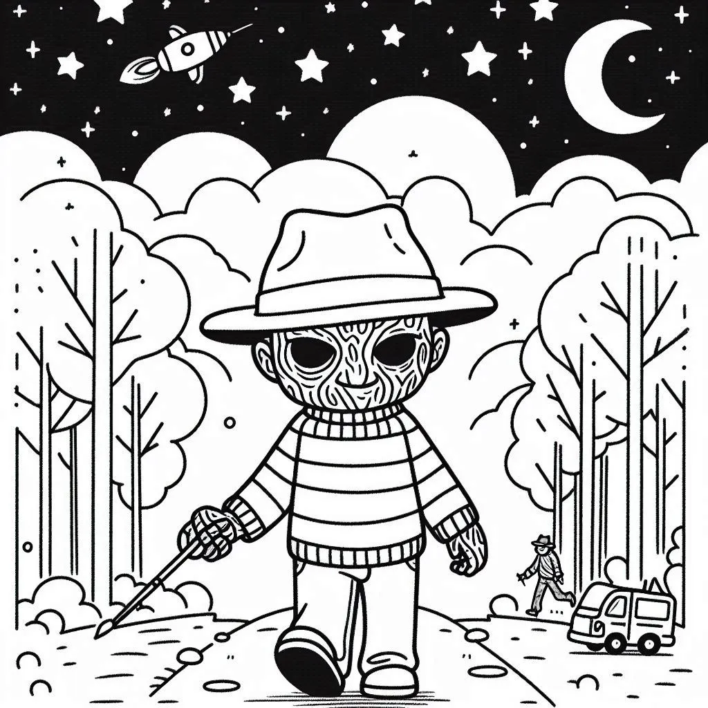 coloriage Freddy Krueger à imprimer pour enfant de 3 ans