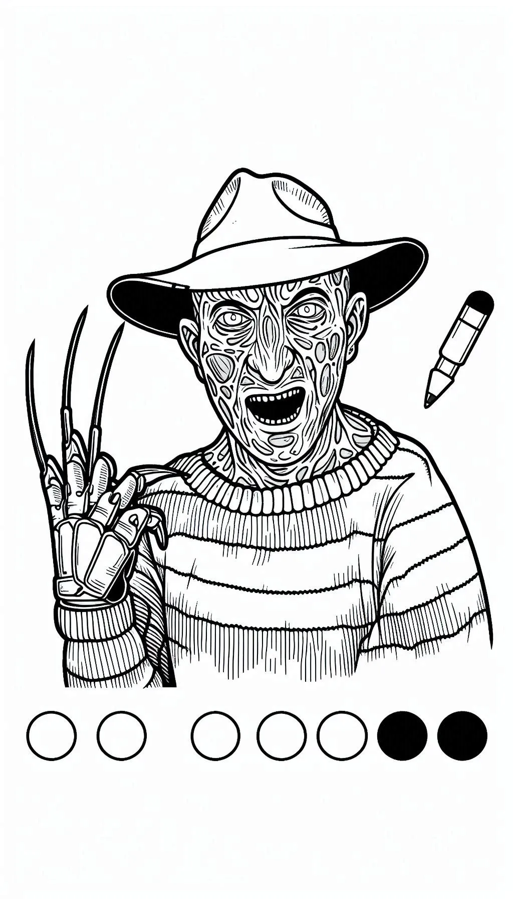 coloriage Freddy Krueger à imprimer pour enfant de 9 ans