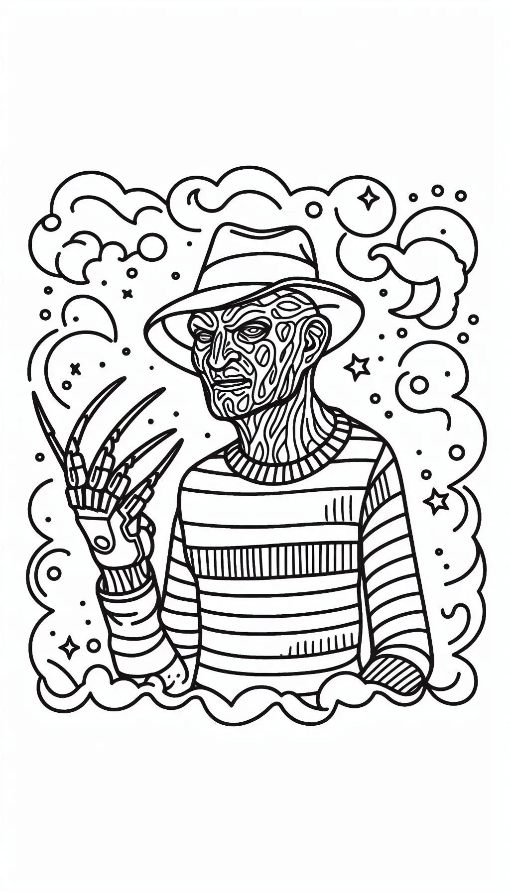 coloriage Freddy Krueger à imprimer pour enfant de 10 ans