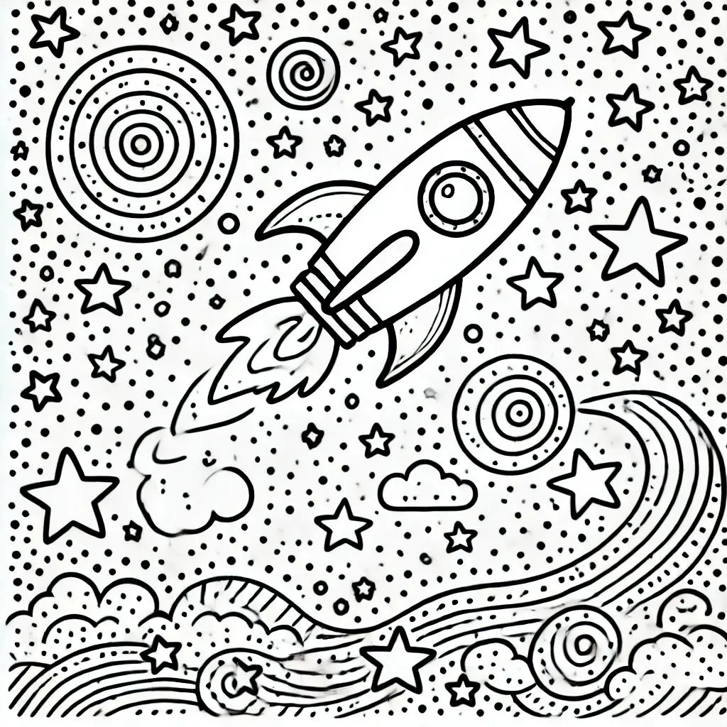 coloriage Fusée à imprimer pdf gratuit