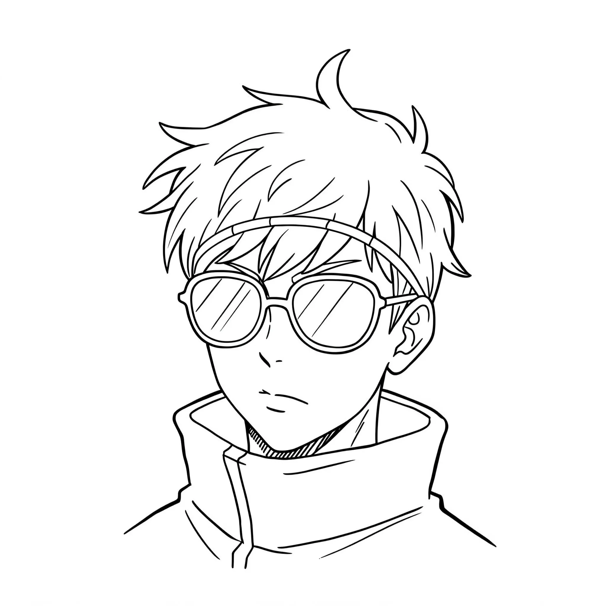 coloriage Gojo avec ses lunettes de soleil pour enfant de 4 ans