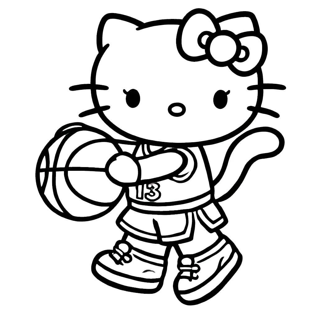 coloriage Hello Kitty a imprimer pour enfant de 4 ans