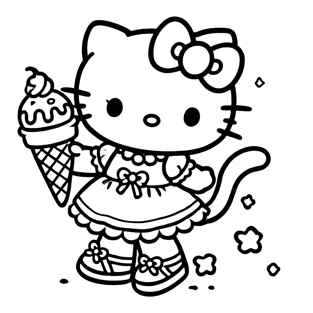 coloriage Hello Kitty à imprimer pour enfant de 12 ans 1